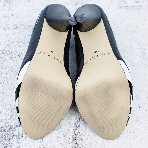 💙 2/$29! Mix & Match! WHBM heels, SO UNIQUE & ATTRACTIVE!Leather Pump, Peep Toe! - Picture 6 of 11